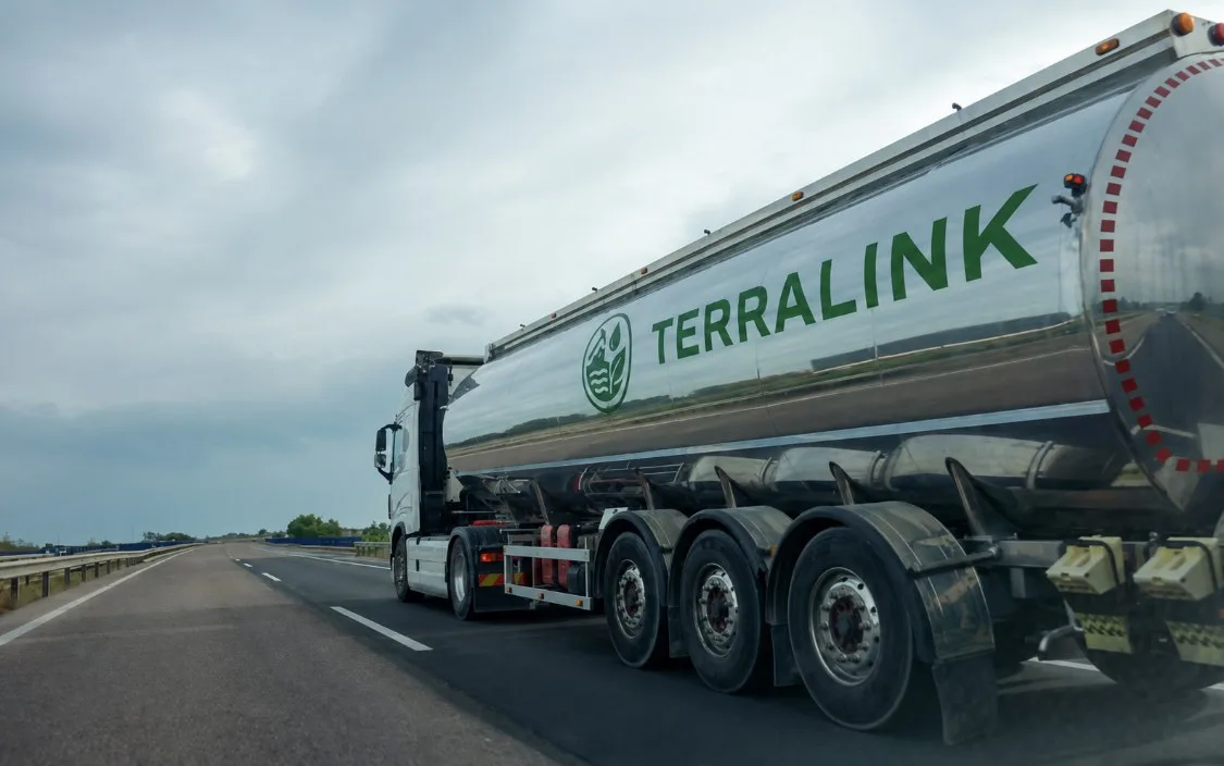 TerraLink tanker truck transporting material on the highway
